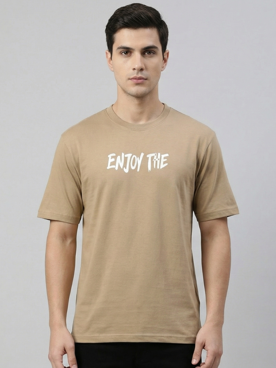 Passion Beige Printed Oversized T-shirt